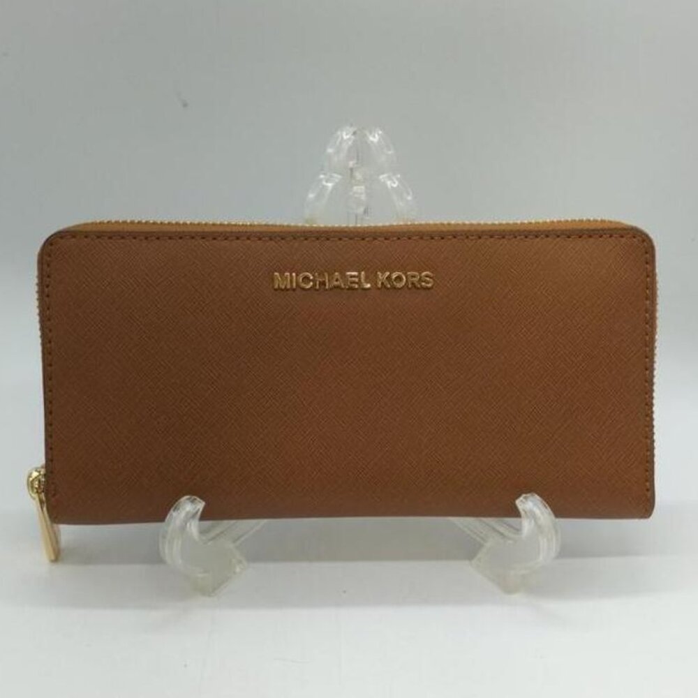 MK Long Zipped Cognac Wallet